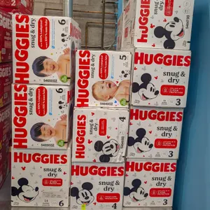 LARGE LOT OF HUGGIES SNUG AND DRY DIAPERS SIZES