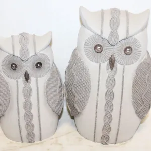 2 BRAIDED FABRIC LIKE DECORATIVE OWLS
