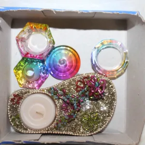 FLIP FLOP TEA LIGHT & 2 SMALL GLASS BOXES