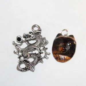 TIGER EYE HANDCRAFTED FOX OR WOLF PENDANT &