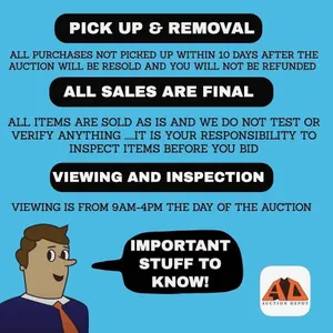 Auction Depot Policies and Viewing Guidelines Signage