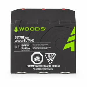 2 Packs, 6 Woods Butane Canisters Total, 227 g Each
