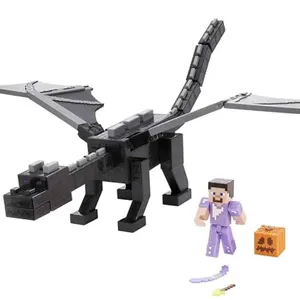 Minecraft Ultimate Ender Dragon Figure, 20-in Mist-Breathing Creature, Plus 3.25-in Color-Change Ste