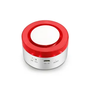 2 Smart Sirens With Technical Parameters and Red LED Alarm Indicators
