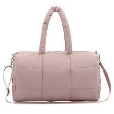 MYTAGALONGS Pink Quilted Duffel with Shoulder Strap and Zipper Closures