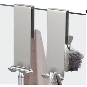 KITHOLD Extended Shower Door Hook, Drilling-Free, Silver