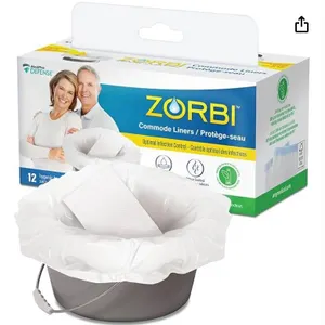 Zorbi Commode Liners With Absorbent Pad - 12 Hygienic Bags