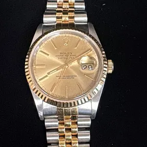 APPROX 18K/STAINLESS ROLEX OYSTER PERPETUAL DATE MENS WRISTWATCH