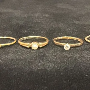 APPROX 10K LADIES RING SET WITH PEARL, APPROX 14K+ LADIES RING SET WITH DIAMOND (.06CT) & TWO