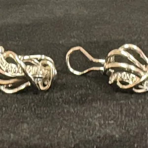 PAIR APPROX 14K EARRINGS SET WITH DIAMONDS (8.3G)