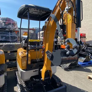 SDLANCH ME20 YELLOW DIESEL POWERED RUBBER TRACK MINI EXCAVATOR WITH ATTACHED DIGGING BUCKET, GRADER