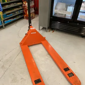 ULINE H-3029 ORANGE 5500LB CAPACITY PALLET TRUCK