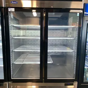 ATOSA MCF8707GR STAINLESS STEEL GLASS FRONT 2 DOOR COMMERCIAL MOBILE REACH IN REFRIGERATION UNIT