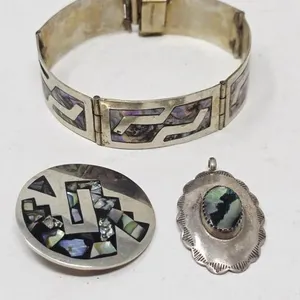 Sterling & Abalone Brooch Lot