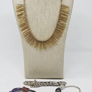 Gold Tone Modernist Fringe Necklace