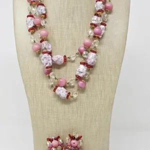 Vintage Tri-Strand Pink Necklace (Made in France)