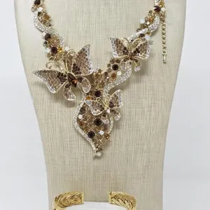 Gold & Amber Tone Statement Necklace