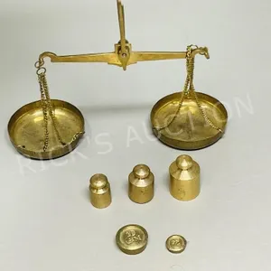retro handheld brass scale & weights