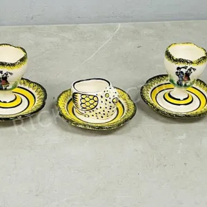 3 hand painted egg cups - Quimper France
