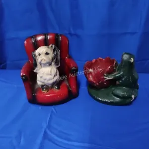 Chalk dog and frog figures