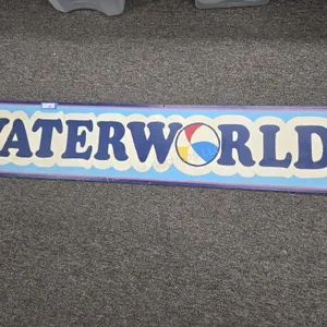WaterWorld sign, wooden, 16" x 8'