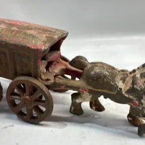 Cast Iron ICE Horse Wagon Toy 8 inches