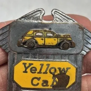 Enamel Yellow Taxi Cab Badge License Plate