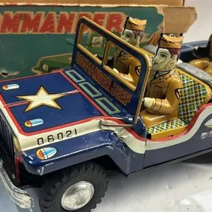 Vintage Hadson Japan Tin Toy Jeep & Partial Box