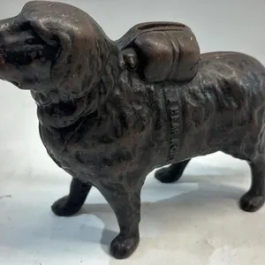 Cast Iron St Bernard Dog Coin Bank 8 inches