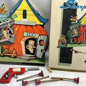 Vintage Sharp Shooter Wood & Tin Toy with Box