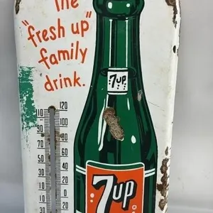 Porcelain 7 Up Thermometer Sign 16 inches