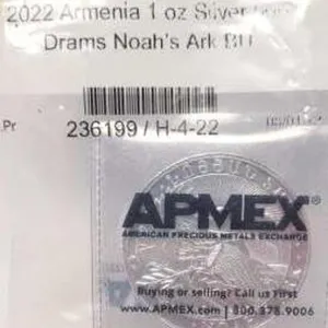 2022 Armenia Drams Noah's Ark 1 Oz. Fine Silver