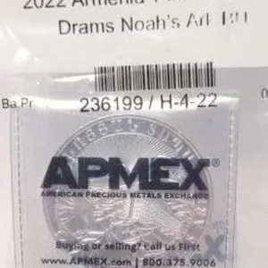 2022 Armenia Drams Noah's Ark 1 Oz. Fine Silver