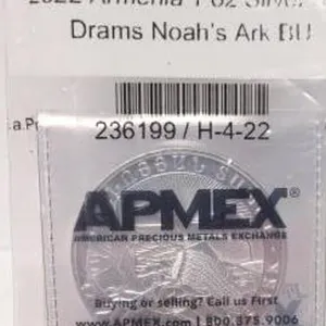 2022 Armenia Drams Noah's Ark 1 Oz. Fine Silver