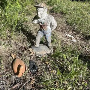 Two Ducks & Concrete Statue (Arm Missing)