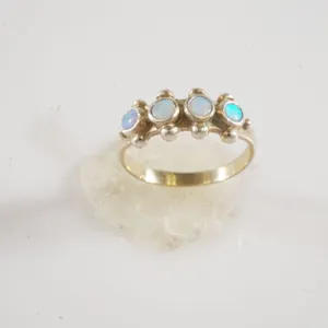 Yellow Metal Ring w/Colored Stones