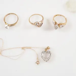 Lot of 10k Yellow Gold Jewelry w/Clear Stones
