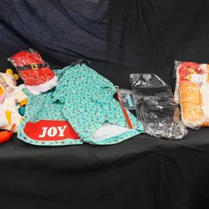 Assorted Dog Costumes, Sweaters, and Grooming Brush, Assorted Sizes