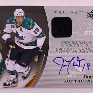 2008–09 Upper Deck Trilogy Scripted Swatches Joe Thornton Autographed Hockey Card