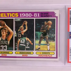 1981 Topps Celtics Team Leaders Larry Bird / Nate Archibald Card #45 PSA 7