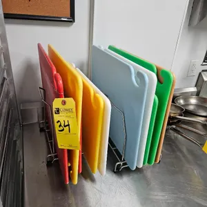 Asst Cutting Boards w/ Rack (Lot)