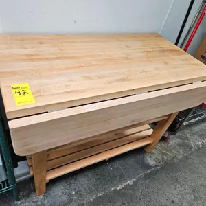 48" Wood Butcher Block Drop Leaf Table
