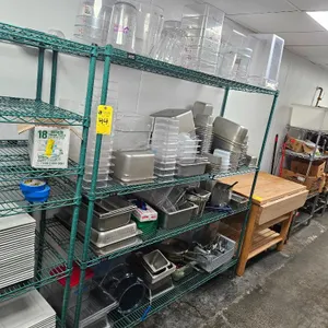 NSF Metro Rack, 72" w/ Contents, Prep Pans, Inserts, Plastic Inserts, Utensils, etc. (Lot)