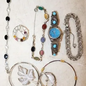 Sterling Silver Bracelets, Pins, Pendant