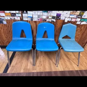 Set of 3 Blue Plastic Chairs