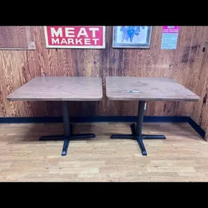Lot of 2 Wood Grain Laminate Square Dining Tables