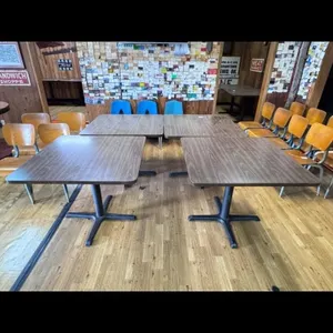 Lot of 4 Wood Grain Laminate Square Dining Tables