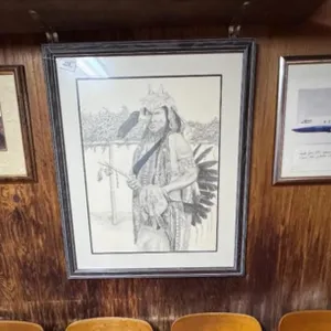 Native American Drawing, Signed Airplane Print,