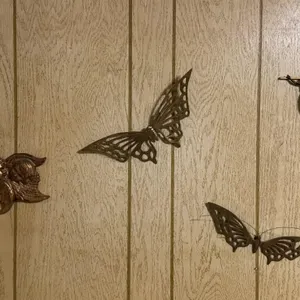 Brass Wall Butterflies, Crucifix & Plaster Cherubs