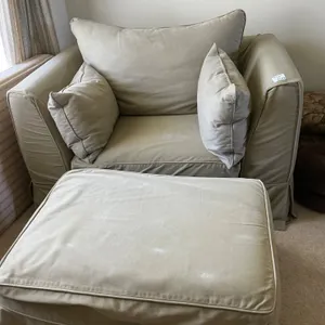 Beige love seat  With Ottoman